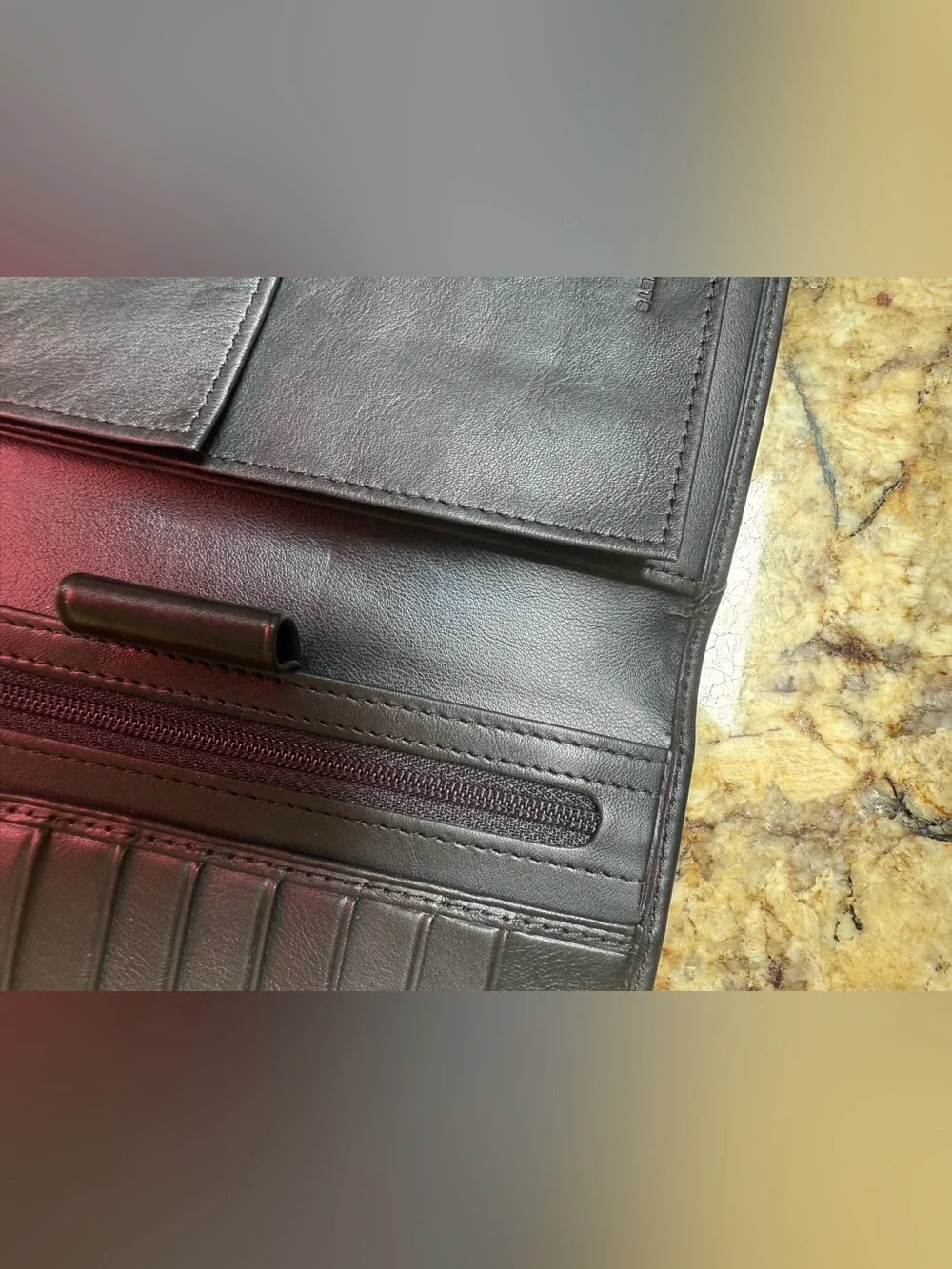 BOSCA Men’s Black Leather Travel Checkbook Wallet Never Used